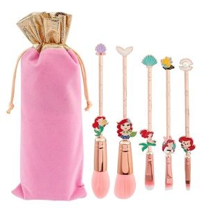 5 Piece Little Mermaid Rose Gold Makeup Brush Set